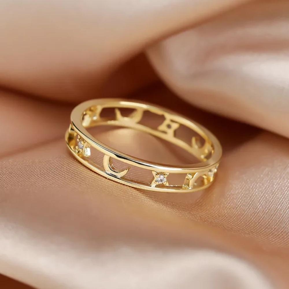 Stars Moon Gold Ring